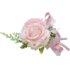 Andra modetillbehör bröllops handledsblomma corsage för män kvinnor rose blommor bröllop brudtärna armband parti prom konstgjorda handledsblommor korsa j230422