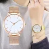 Wristwatches 2023 Rose Gold Mesh Strap Watch For Women's Fashion Trendsetter With Simple Temperament Geneva Quartz Women