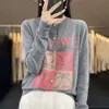Moda loewees designer Sweter moda Yiwei's Temperament KNITED Cardigan Coat Domyślny projekt sense han fan marka nadrukowana kolor blokowany top o długim rękawie