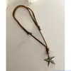 Collane con ciondolo Collana con stella in corda di cuoio regolabile per donna Moda stile etnico vintage Accessori per gioielli Boho Harajuku