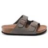 Sandals Slides Men Women Slippers Nubuck Leather Suede Clogs Mocha Beach Shoes Outdoor Slider Shoes Platform Sandal