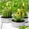 Velas 6 pcs 12 pcs plantas de succent artificial vela de cacto para festa de aniversário festa decoração de férias decoração de casa y200531 drop entregar dh1sn