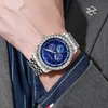 Swiss quality men's fully automatic mechanical watch with exquisite square stone inlay fashionable and trendy business night light waterproof