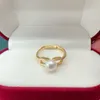 Pierścienie klastrowe przybycie naturalny pierścień słodkowodnej perłowej moda prosta design błyszcząca kryształ 14 -karatowa biżuteria na złoto do kobiety prezent