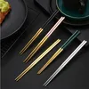 21cm Gold Silver Stainless Steel Chopsticks Chinese Food Two-Tone Anti Skid Chopsticks Restaurant Hotel Portable Tableware