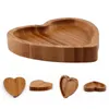 Bolsas de jóias 2 pcs amor bandeja de bambu de madeira trinket forma de coração titular anel prato de sobremesa