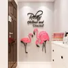 Stickers muraux Flamant rose Style nordique 3d pour salon enfants porche chambre décor à la maison auto-adhésif peinture murale