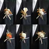 Otros accesorios de moda GT Corsages de seda Boutonnieres Decoración de boda Matrimonio Rosa Flores de muñeca para invitados oro J230422