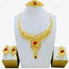 Set di orecchini per collana, gioielli con anello per bracciale da sposa mediorientale in oro galvanizzato che conserva il colore