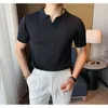 Męski Polos Vintage Ice Silk Mens Knit Polo Shirt Casual Short Sleeve V-dions Tshirt Top 2023 Wiosenne lato dla mężczyzn Tee Ubranie Tee Business