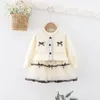 Pullover Girls Korean Cardigan Sweater Pure Color Short kjol Set Baby Girl Toddler Fall Clothes 2023