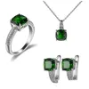 مجوهرات أخرى مجموعات Luckyshine New Hook Arrings Rings Pendants Square Square Green Quartz Gems Sier Netclace USA Australia Holiday Party Dheri