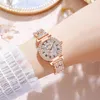 Montres-bracelets élégantes montre de diamant complet pour femmes livraison gratuite étanche en acier inoxydable or rose dames 2023