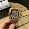 Mens Business Milles Luxury Mechanical Leisure Watch Richa RM052 Automatisk Rose Gold Case Tape Fashion Swiss Movement Wristwatches