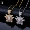 JOJO Mode Hip Hop Sieraden Iced Out Gengar Charms Ketting Bling Crystal Ghost Hanger Ketting