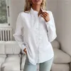 Kadınlar bluz 2023 mizaç gidip gelme fırfırlı durgun yakalı katı uzun kollu gömlek üst taylı blusas para mujer bluz