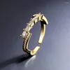 Anillos de racimo Moda Fiesta de bodas Mano Dedo Anillo ajustable Joyería Rectángulo brillante CZ Apertura de cristal para mujeres Regalos de aniversario