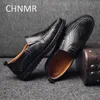 Dress Shoes CHNMR-S Big Size Shoes For Men genuine leather Slip-on Comfortable Trending Products black England Style 231123