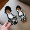 Тапочки, летние детские сандалии-гладиаторы для девочек, обувь принцессы с кристаллами, нескользящая дышащая модная детская обувь 231122