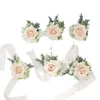 Другие модные аксессуары Pink Artifical Boutonniere Flowers Flowers Florst Corsage Подружка невесты брак жених Свадебные аксессуары J230422