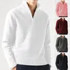 Pulls pour hommes Hommes Automne Hiver Demi-Ouvert Fermeture À Glissière Pull Casual Solide Pull Épaissi Chaud Tricoté