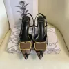 2024 NEUE Dame Geschenk Sandalen V Signature High Heel Designer Damen Herren Hochwertige Sandale Pumpe Flaches Kleid Schuh Mesh Mode Flache Ferse Outdoor Sandale Box Größe 35-41