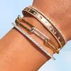 Bangel Gold Farbe Innere 5860 mm Armband für Frauen Europäische klassische Modemikro -Pave CZ Star Jewelry4957816