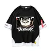 Tshirts masculinos Berserk camiseta fitas de letra bordado de streetwear anime impressão de manga curta Fake Two Piece Tshirt Summer Casual Patchwork Top 230422