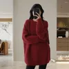 Kobiety swetry kobiety dzianiny sweter jesienne zima o szyja solidny kolor elegancki długie rękawy luz luźne miękkie rozmyte ciepłe panie pullover