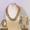 Halskette Ohrringe Set Schmucksets für Frauen 24 Karat kubanische lange Kette Zubehör Damen und Ringe Armbänder Online-Shop