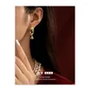 Stud Earrings Brass Plated 18K True Gold/Zircon Micro Inlaid Mesh Red Irregular Insider Gold Fold Lava