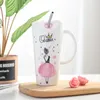 Tassen Nettes Mädchen Keramiktasse 450 ml Porzellan Kaffeetasse mit Strohhalm Frauen Home Milch Tee Saft Tassen Geburtstagsgeschenk 231122