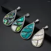 Hänge halsband naturliga skal vatten droppform plätering silver abalone charm för att göra diy juveliga halsbandstillbehör
