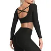 Yoga -outfit Sexy Backless Top Long Sleeve workout Tops voor vrouwen Fitness Gym Crop Athletic Shirts Running Breathable Sportswear