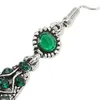 Hoop Earrings Women's Long Dangle Alloy Green Fringe Tassel Decoration Jewelry H