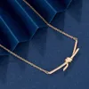 Designer Brand Gold Tiffays Twisted Necklace met gu zalen dezelfde kont diamant touwketen eenvoudig en luxe