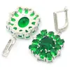 Stud Earrings 42x22mm Anniversary 11g Green Emerald White CZ Women Daily Wear 925 Silver