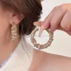 Boucles d'oreilles en cuir en forme de C pour femmes et filles, tendance, géométriques plissées, grand cerceau rond, bijoux de fête de voyage, nouvelle collection