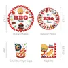 Engångsplaststrån utomhus camping Barbecue BBQ Birthday Party Paper Tabelleriset Set Plates Servikar Cups Baby Shower Supplies 231122