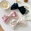 Hair Accessories Girls Three-Layer Satin Big Bow Hairpin French High-End Spring Clip Temperament Simple Sweet Princess