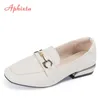 Pantofole Aphixta Lusso Fibbia in metallo Pantofole in pelo di coniglio reale Scarpe da donna Vera pelliccia Tacco quadrato Caldo Mujer Diapositive Plus Big Size 34-43 231123