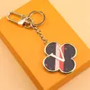 Fashion Designer Flower Keychain Handmade Copper Heart Pattern Car Keychains Bag Charm Hanging Decoration Pendant Accessories Damier