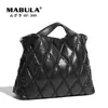 Evening Bags MABULA Simple Tote Quilted Bags for Women Winter Designer Luxury Handbags Nylon Feather Down Padded Crossbody Pillow Purses 231122