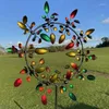 Garden Decorations Rainbow Color Leaf Metal Windmill Stainless Steel Outdoor Wind Spinners Catchers Yard Patio Lawn Decoration Kid Gift