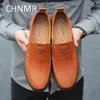 Dress Shoes CHNMR-S Big Size Shoes For Men genuine leather Slip-on Comfortable Trending Products black England Style 231123