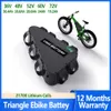 Bateria ebike em formato de triângulo u004, bateria de 21700 células, 36v, 48v, 52v, 60v, 72v, grande capacidade para motor bafang, 500w, 1000w, 2000w