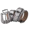 22% OFF Designer New Male and Female Skull Skin with Straight Black Silver Diamond PU Belt