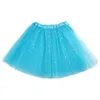 Kjolar kvinnors tutu kjol muti färger mini kort för kvinnor stjärna paljett mesh elastisk balett dancewear fairy tulle