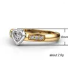 Cluster Rings Trendy Silver Heart Cut CZ 18K Gold Plated Non Tarnish Zircon Wedding Engagement Band Jewelry For Women 2023