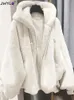 Femmes fourrure fausse blanc imitation laine manteau hiver chaud fourrure décontracté Sobretudos à capuche lapin artificiel en peluche veste 231122